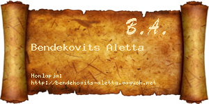 Bendekovits Aletta névjegykártya